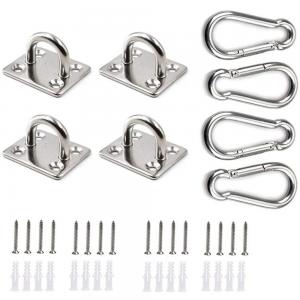 Stainless Steel 304 Swing Hook Hammock Hanging Plate Hanging Chair Accessories Hook Square Door Buckle Spring Hook